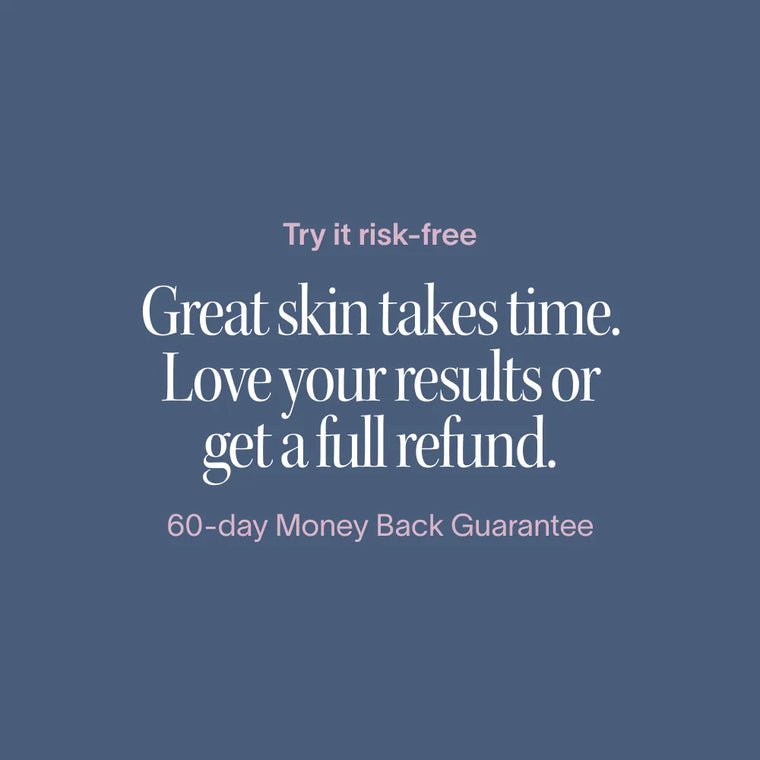 Text on a blue background reads: Try Solawave’s 4-in-1 Red Light Therapy Wand & Activating Serum Kit risk-free to target dark spots and fine lines. Love your results or get a full refund with our 60-day Money Back Guarantee.|| Rose Gold